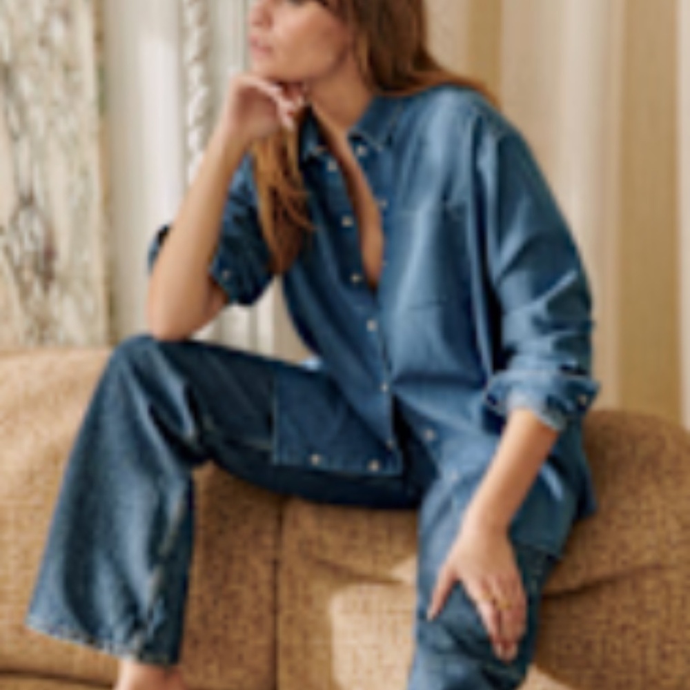 Sezane Max Shirt Deep Blue - Size 2